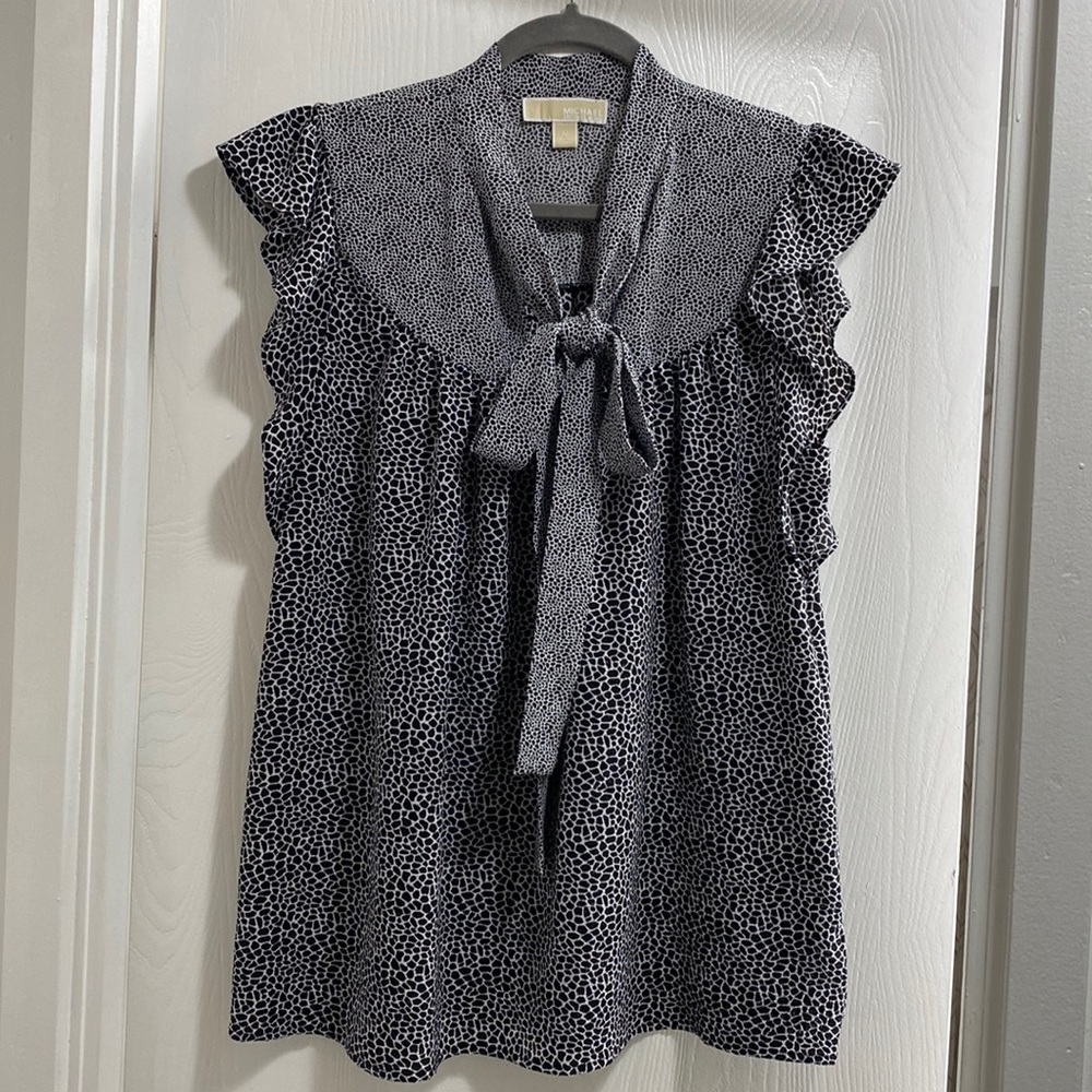 MICHAEL Michael Kors Sleeveless Ruffle Front Tie Blouse